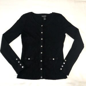 WHITE HOUSE BLACK MARKET  WOMEN'S BLACK CARDIGAN
